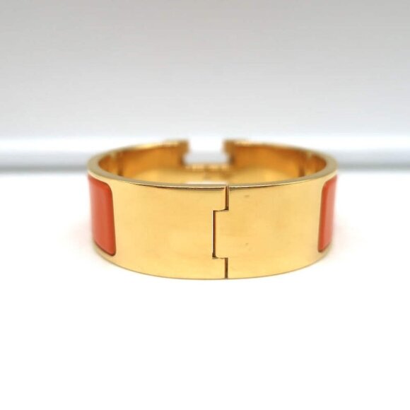 Hermes Clic Clac H PM Bracelet Orange Enamel & Gold - Picture 6 of 8